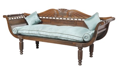 Lot 624 - Colonial Hardwood and Caned Settee 19th...