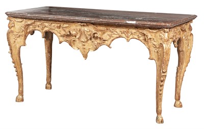 Lot 608 - German Rococo Giltwood Marble-Top Console...