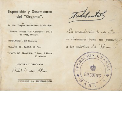 Lot 1062 - [CUBA-REVOLUTION] Expedicion y Desembarco del "...