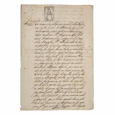 Lot 1063 - [CUBA-SLAVERY] Manumission document for a...