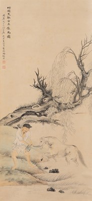 Lot 167 - A Chinese School Ink and Color Painting of a...
