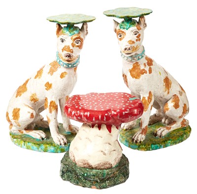 Lot 149 - Pair of Glazed Terracotta Dog-Form Pedestals;...