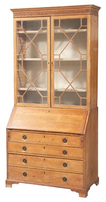 Lot 150 - George III Pine Bureau Bookcase Height 87 1/2...
