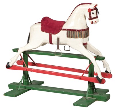 Lot 266 - White Painted Wood Hobby Horse Late 19th...