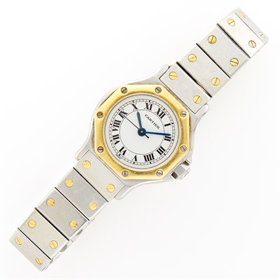 Lot 200 - Cartier Stainless Steel and Gold 'Santos' Wristwatch