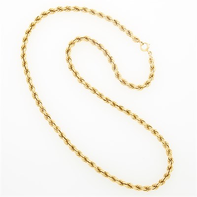Lot 101 - Long Rope-Twist Gold Chain Necklace