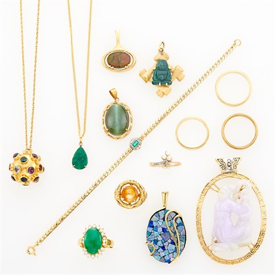Lot 237 - Group of Gold and Gem-Set Jewelry
