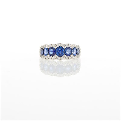 Lot 54 - White Gold, Sapphire and Diamond Band Ring