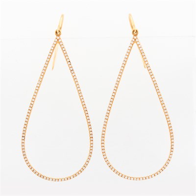 Lot 88 - Pair of Rose Gold and Diamond Hoop Pendant-Earrings