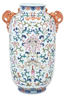 Lot 263 - A Fine Chinese Enameled Porcelain Lantern Vase...