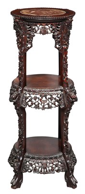 Lot 1086 - A Chinese Marble Inset Hardwood Stand 19th...