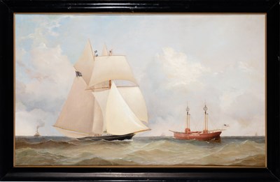 Lot 11 - American School 19th Century Sailing alongside...