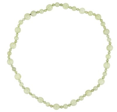 Lot 46 - A Chinese Celadon Jade Beaded Necklace Late...