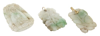 Lot 54 - Three Chinese Jadeite Pendants Republic Period...