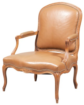 Lot 176 - Louis XV Style Brown Leather-Upholstered...