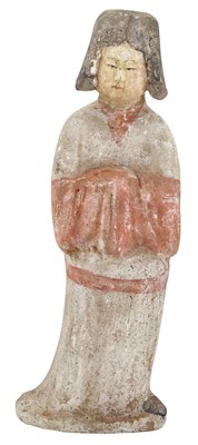 Lot 196 - A Chinese Polychromed Pottery Figure of a Lady...