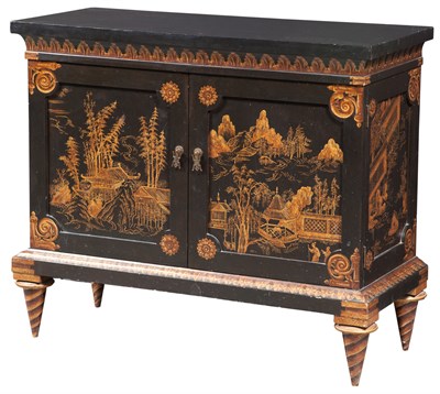 Lot 125 - Chinoiserie Decorated Black- and Gilt-Japanned...