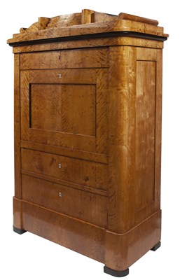 Lot 272 - Biedermeier Birch and Part-Ebonized Armoire...