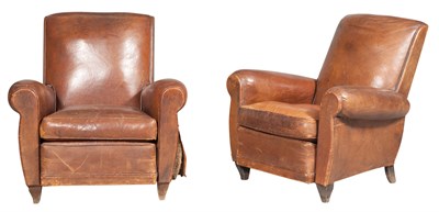 Lot 120 - Two Leather Club Chairs Height 34 inches,...
