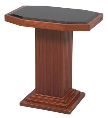 Lot 242 - Art Deco Black Glass and Mahogany Occasional...