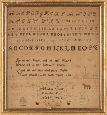 Lot 229 - Needlework Sampler Wrought by Maria Clark,...
