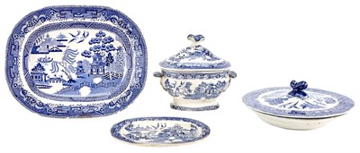 Lot 244 - Group of Staffordshire Blue and White Transfer...