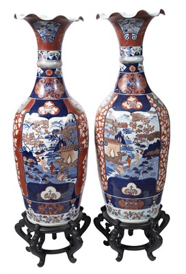 Lot 253 - Pair of Japanese Imari Porcelain Palace Vases...