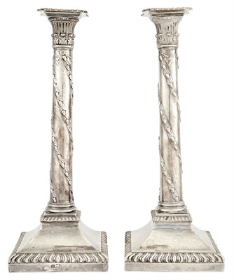 Lot 327 - Pair of Victorian Sterling Silver Candlesticks...