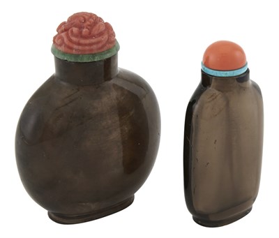 Lot 4 - Two Chinese Smoky Quartz Snuff Bottles Qing...