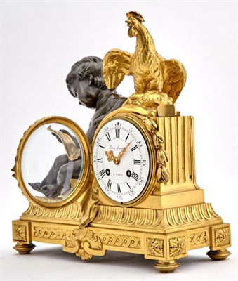 Lot 525 - French Gilt- and Patinated-Bronze Mantel Clock...