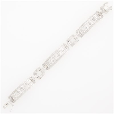 Lot 1074 - White Gold and Diamond Link Bracelet