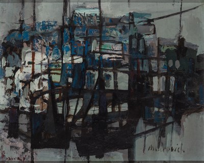 Lot 59 - Zvi Mairovich Israeli, 1911-1973 Harbor Signed...