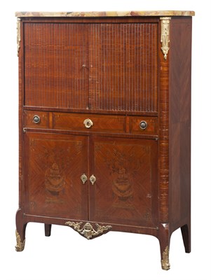 Lot 245 - Louis XV/XVI Transitional Style Gilt-Bronze Mounted Marquetry Tambour Secretaire