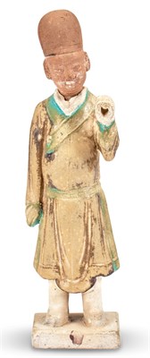 Lot 1099 - A Chinese Standing Polychromed Pottery Figure...