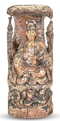 Lot 1032 - A Chinese Carved and Gilded Wood Figure of...