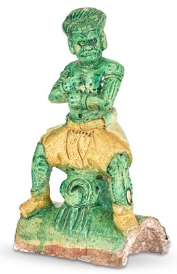 Lot 1105 - A Chinese Glazed Tilework Figure Qing Dynasty...