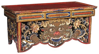 Lot 1280 - A Tibetan Painted Wood Stand 19th Century...