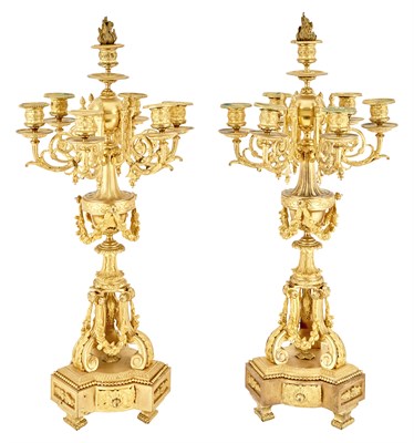 Lot 214 - Pair of French Gilt-Bronze Seven-Light...