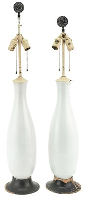 Lot 265 - Pair of Clear Glazed Porcelain Lamps Circa...