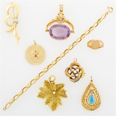 Lot 226 - Group of Gold, Diamond and Colored Stone Jewelry