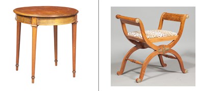 Lot 101 - Continental Mahogany Curule Stool Height 27...