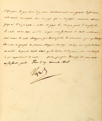 Lot 1067 - [NAPOLEON I] Letter signed (as "Napoleon")....