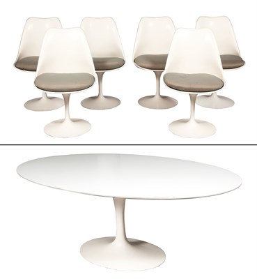 Lot 299 - Eero Saarinen White Laminate and Metal Oval...