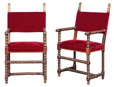 Lot 299 - Pair of Baroque Style Velvet-Upholstered...