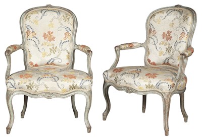 Lot 347 - Pair of Louis XV Silk-Upholstered...