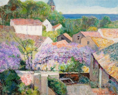 Lot 1018 - Victor Charreton French, 1864-1936 Wisteria in...
