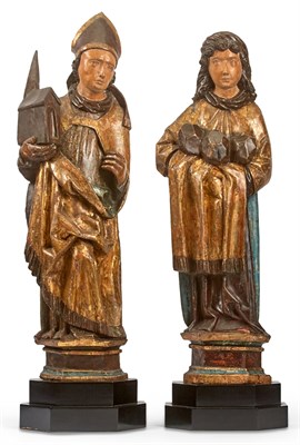 Lot 297 - Two Continental Polychrome Wood Figures of St....