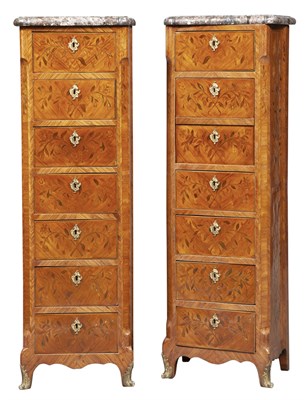 Lot 350 - Pair of Louis XV Tulipwood and Marquetry...