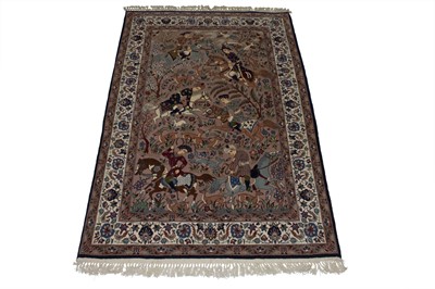 Lot 240 - Silk Wrap Pictorial Isfahan Rug