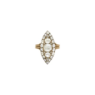 Lot 1181 - Antique Silver, Gold and Diamond Ring